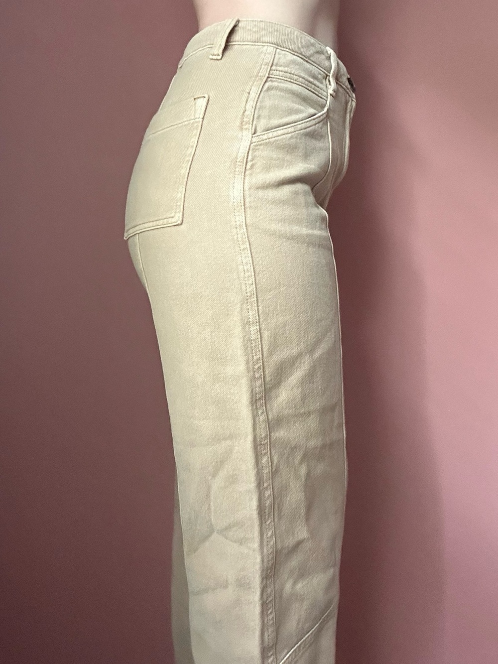 ASOS Design tan high-waisted wide-leg cotton pants - Picture 3 of 8